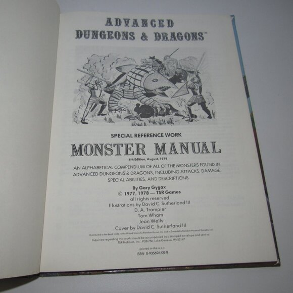 Gary Gygax TSR Advanced D&D MONSTER MANUAL  4th Edition, August, 1979 Book - Picture 6 of 6